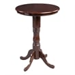 Benjara Round Wooden Pub Table with Turned Pedestal Base- Brown