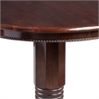 Benjara Round Wooden Pub Table with Turned Pedestal Base- Brown