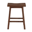 Benjara Saddle Design Wooden Counter Stool with Grain Details- Brown