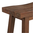 Benjara Saddle Design Wooden Counter Stool with Grain Details- Brown