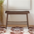 Benjara Saddle Design Wooden Bench with Grain Details- Brown