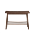 Benjara Saddle Design Wooden Bench with Grain Details- Brown