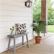Benjara Saddle Design Wooden Bench with Grain Details- Gray