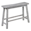 Benjara Saddle Design Wooden Bench with Grain Details- Gray