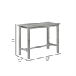Benjara Rustic Rectangular Wooden Pub Table with Block legs- Gray