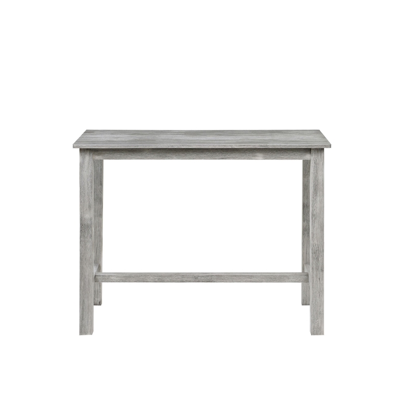 Benjara Rustic Rectangular Wooden Pub Table with Block legs- Gray