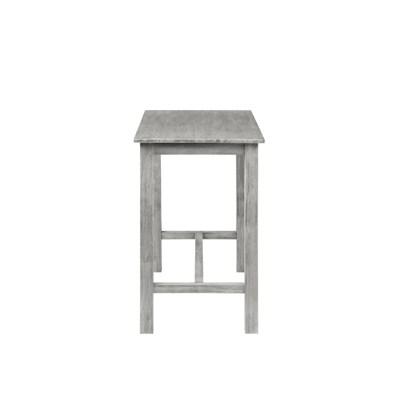Benjara Rustic Rectangular Wooden Pub Table with Block legs- Gray