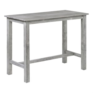 Benjara Rustic Rectangular Wooden Pub Table with Block legs- Gray