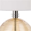 Benjara Table Lamp with Textured Glass Ball Accent- White and Chrome