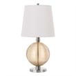 Benjara Table Lamp with Textured Glass Ball Accent- White and Chrome