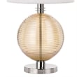 Benjara Table Lamp with Textured Glass Ball Accent- White and Chrome