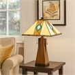 Benjara Table Lamp with Shade and Geometric Design- Multicolor