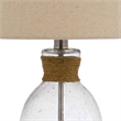 Benjara Table Lamp with Bubble Glass Body and Rope Accent- Beige