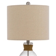 Benjara Table Lamp with Bubble Glass Body and Rope Accent- Beige