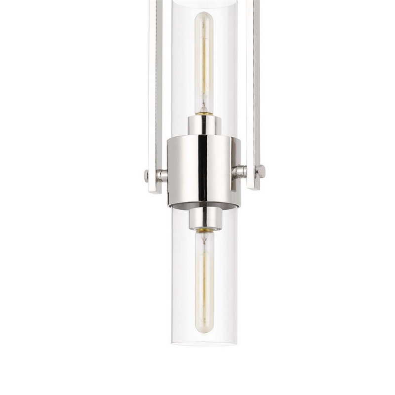 Benjara Pendant with Cylindrical Rotatable Glass Shade- Chrome
