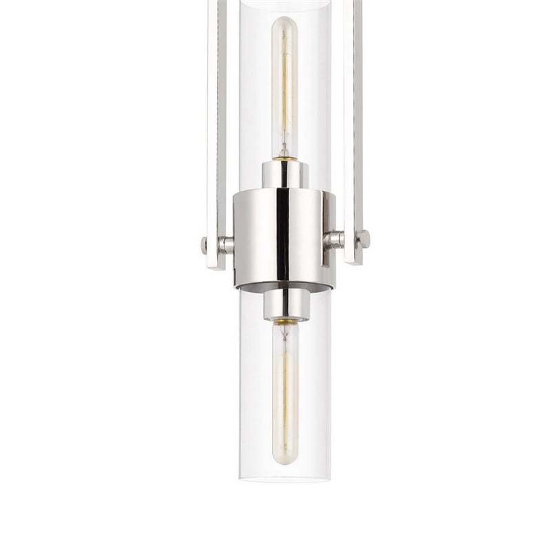 Benjara Pendant with Cylindrical Rotatable Glass Shade- Chrome