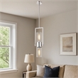 Benjara Pendant with Cylindrical Rotatable Glass Shade- Chrome