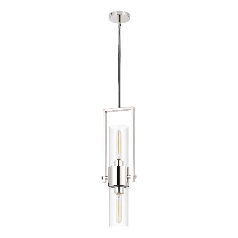 Benjara Pendant with Cylindrical Rotatable Glass Shade- Chrome