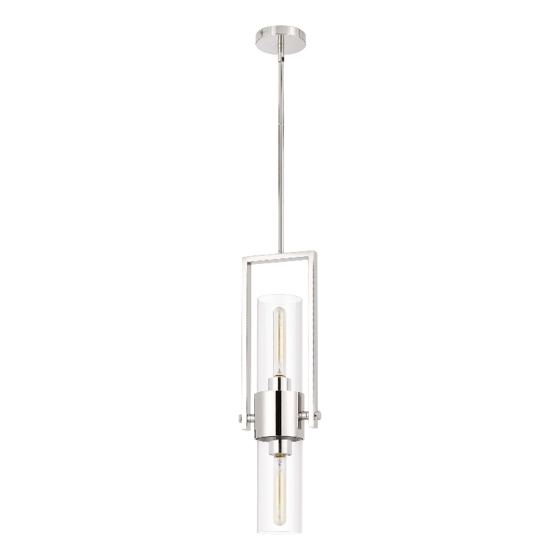 Benjara Pendant with Cylindrical Rotatable Glass Shade- Chrome
