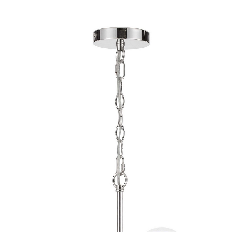 Benjara Chandelier with 4 Globe Glass Shades and Cone Design Holders- Chrome