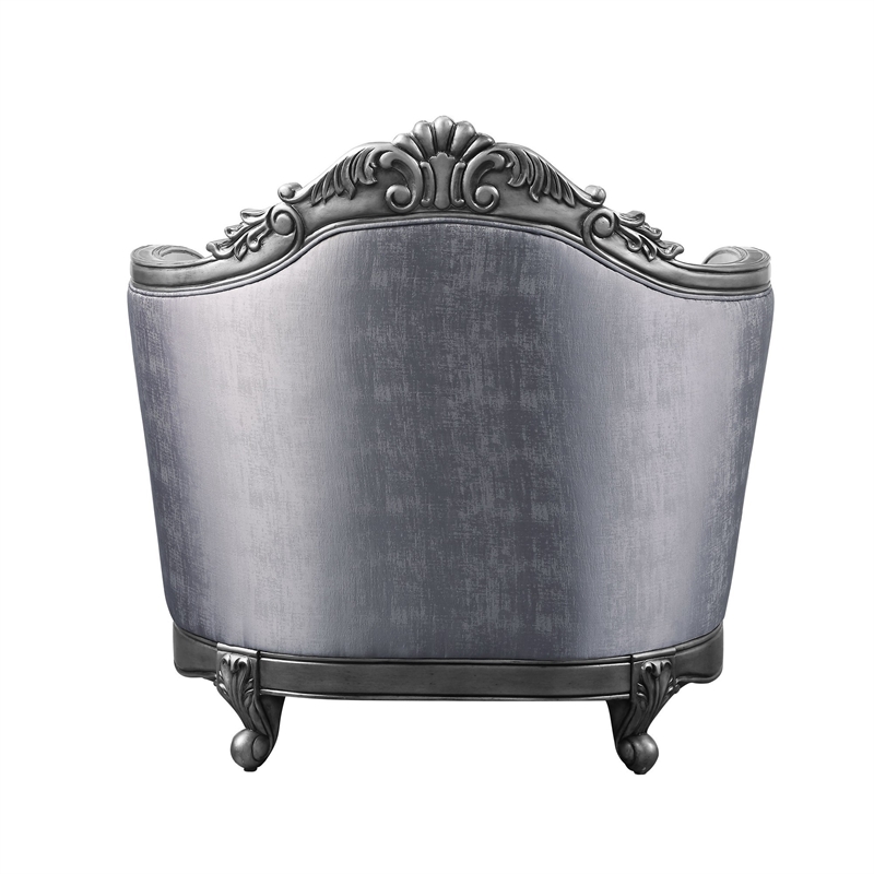 Benjara Chair with Scrolled Molded Frame and Queen Anne Legs- Gray