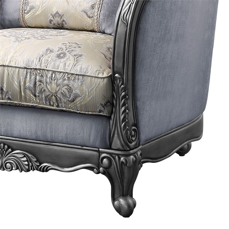 Benjara Chair with Scrolled Molded Frame and Queen Anne Legs- Gray