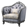 Benjara Chair with Scrolled Molded Frame and Queen Anne Legs- Gray