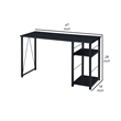 Benjara Writing Desk with 2 Tier Side Shelves and Tubular Metal Legs- Black