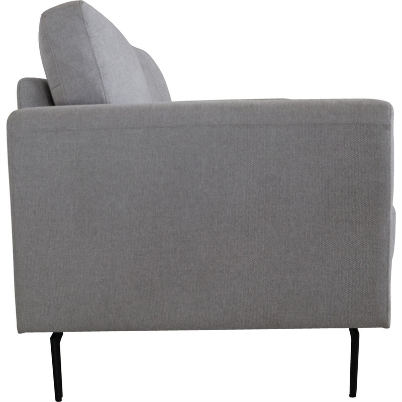 Benjara Loveseat with Fabric Upholstery and Sleek Metal Legs- Gray