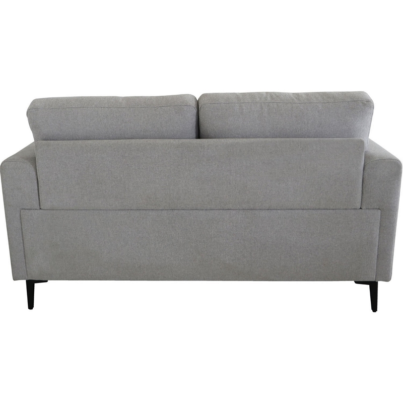 Benjara Loveseat with Fabric Upholstery and Sleek Metal Legs- Gray