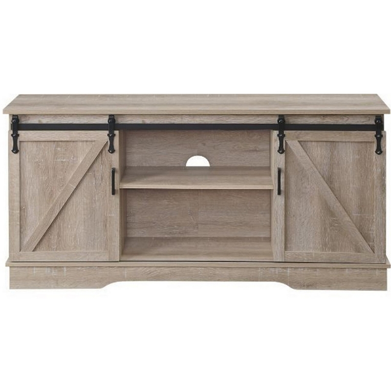 Benjara Versatile Rectangular Wooden TV Stand- Brown