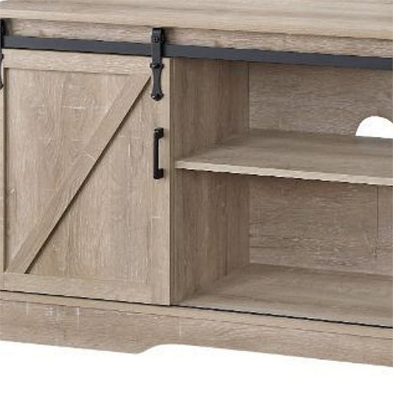 Benjara Versatile Rectangular Wooden TV Stand- Brown