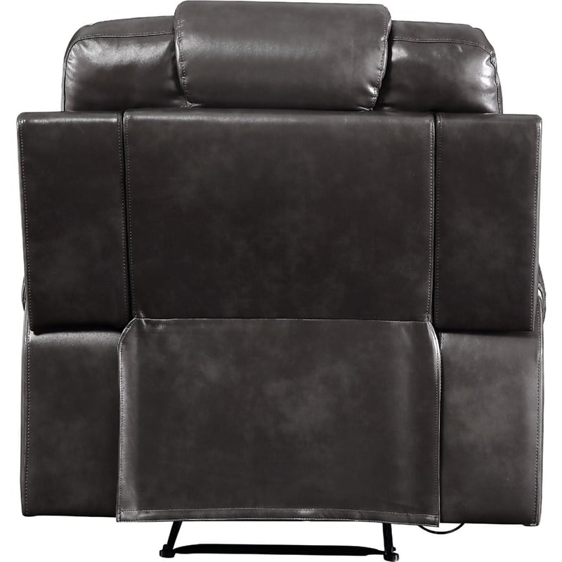 Benjara Leatherette Power Recliner with Diamond Stitching- Black