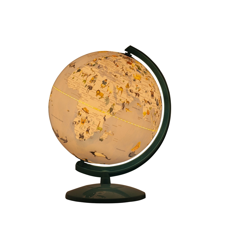 Benjara Acrylic Globe Design Night Light with Animal Print- Blue