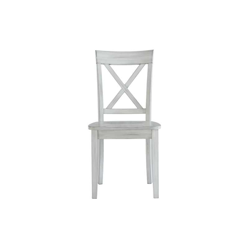 Benjara Wooden Dining Chair with X Shaped Back - White (Set of 2)