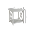 Benjara 1 Open Shelf Wooden End Table with X Shaped Accents- White