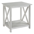 Benjara 1 Open Shelf Wooden End Table with X Shaped Accents- White