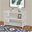 Benjara 2 Shelf Wooden Entryway Table with X Shaped Accent- White