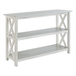 Benjara 2 Shelf Wooden Entryway Table with X Shaped Accent- White
