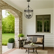Benjara Chandelier with Metal Bird Cage Pendulum Design- Black
