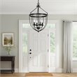 Benjara Chandelier with Metal Bird Cage Pendulum Design- Black