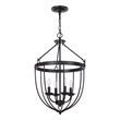 Benjara Chandelier with Metal Bird Cage Pendulum Design- Black