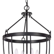 Benjara Chandelier with Metal Bird Cage Pendulum Design- Black