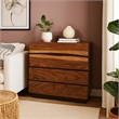 Benjara Wooden Chest with 4 Drawers and Live Edge Details- Brown