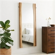 Benjara Floor Mirror with Wooden Frame and Live Edge Details- Brown