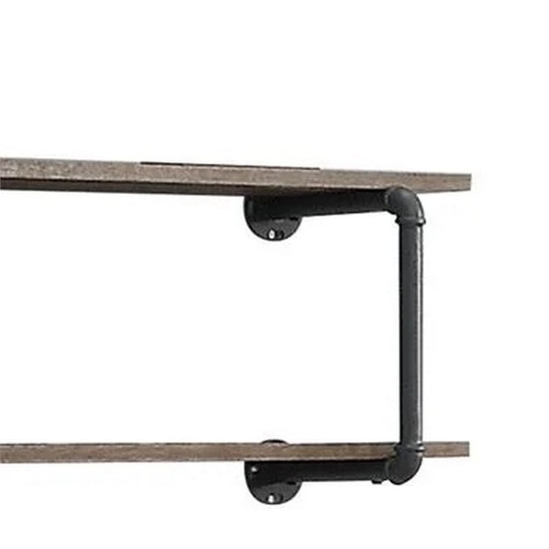 Benjara Antique Metal Framed Wall Rack- Brown and Gray