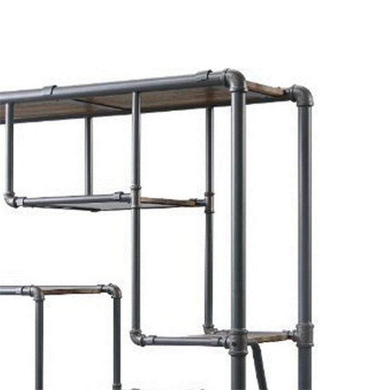 Benjara 8-Tier Water Pipe Design Bookshelf- Brown and Gray