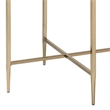 Benjara End Table with Oval Marble Top and X Shaped Support- Gray and Gold