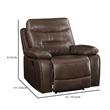 Benjara Leatherette Power Recliner with Nailhead Trim Accent- Brown