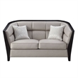 Benjara Loveseat with Curved Fixed Back and Shelter Arms- Beige